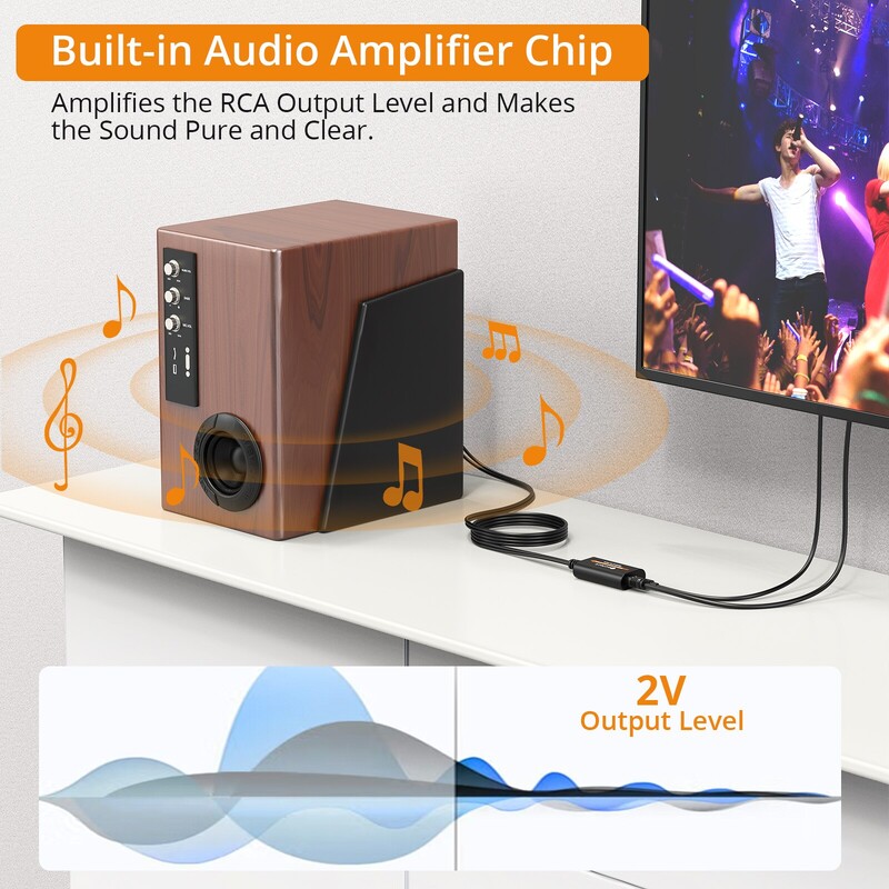 Neoteck 192kHz digitālā uz analogo audio pārveidotājs Optiskais Toslink uz RCA audio adaptera vīrišķais savienotājs DAC pārveidotājs