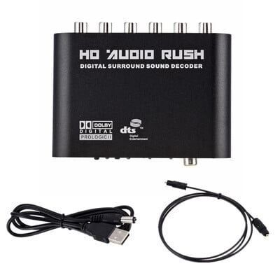 Digital la analogic 5.1 canale Stereo AC3 Audio DAC Convertor Optic SPDIF Coaxial AUX 3.5Mm la 6RCA Decodor Amplificator pentru TV