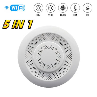 Tuya WIFI/Zigbee Smart oro kokybės monitoriaus dėžutė VOC HCHO PM2.5/10 dujų detektoriaus temperatūros drėgmės matuoklis 6 IN 1 oro namų šeimininkė