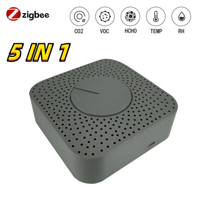 Tuya WIFI/Zigbee Smart oro kokybės monitoriaus dėžutė VOC HCHO PM2.5/10 dujų detektoriaus temperatūros drėgmės matuoklis 6 IN 1 oro namų šeimininkė