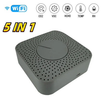 Tuya WIFI/Zigbee Smart oro kokybės monitoriaus dėžutė VOC HCHO PM2.5/10 dujų detektoriaus temperatūros drėgmės matuoklis 6 IN 1 oro namų šeimininkė