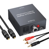 Convertor audio analog la digital R/L RCA 3,5 mm AUX la Adaptor audio optic Toslink coaxial digital pentru PS3 Xbox