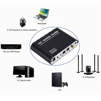 AC3 Audio Digital to Analog 5.1 Channel Stereo DAC Converter Optical SPDIF Coaxial AUX 3,5mm σε 6 RCA Ενισχυτής αποκωδικοποιητή ήχου