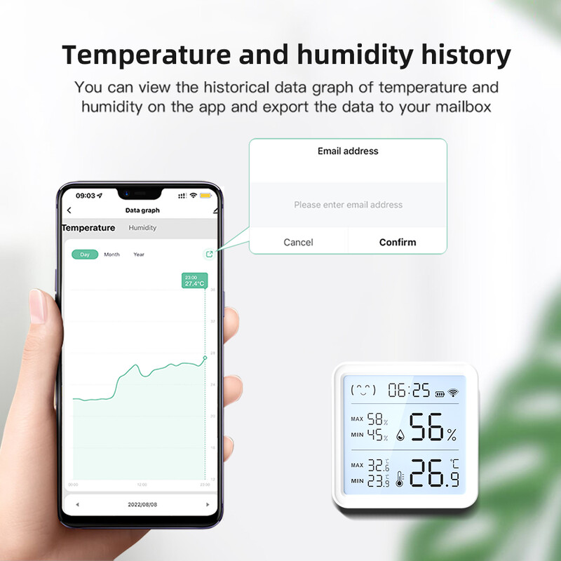 „Tuya WiFi“ temperatūros drėgmės jutiklis, skirtas „Smart Home“ apšvietimui, higrometro termometras, suderinamas su „Bluetooth APP“ nuotolinio valdymo pultu