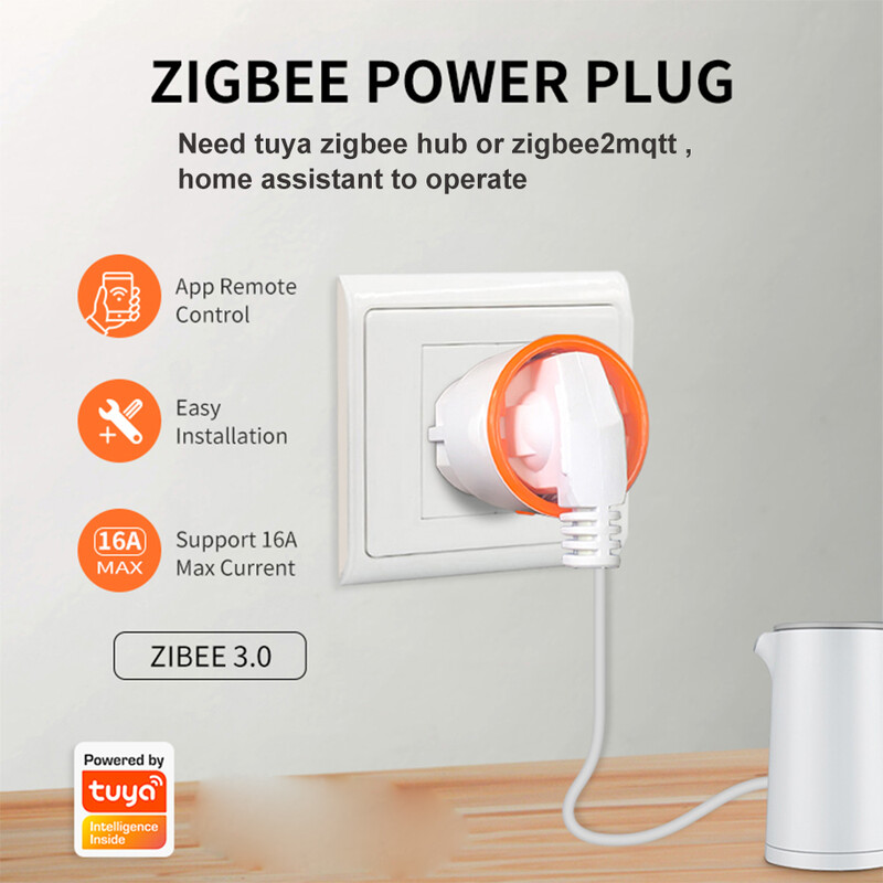 NEO Coolcam Tuya Smart Zigbee 3.0 maitinimo kištukas 16A EU Outlet 3680W matuoklis nuotolinio valdymo pultas, veikia su Zigbee2mqttt ir namų asistentu