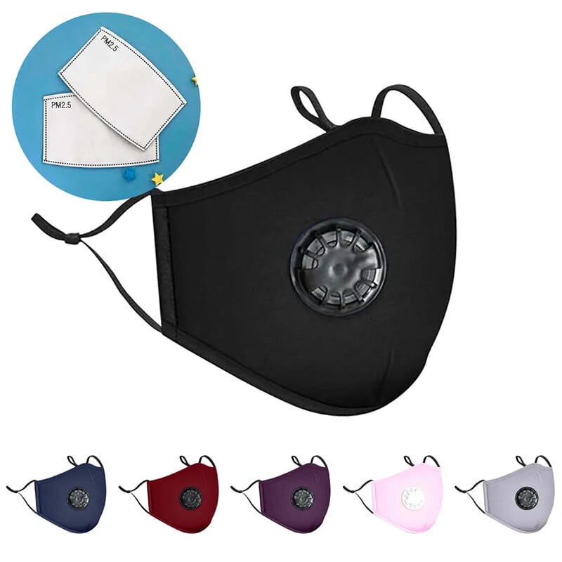 Puuvillane näomask hingamisklapi filtriga Korduvkasutatavad pestavad maskid Fashion Mouth näomask tolmuvastane aktiivsüsi PM2.5