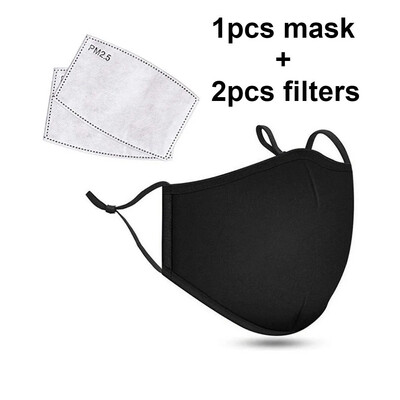 Pamučna crna maska usta lice protiv prašine PM2.5 filtar od aktivnog ugljena tkanine maske perive višekratnu upotrebu