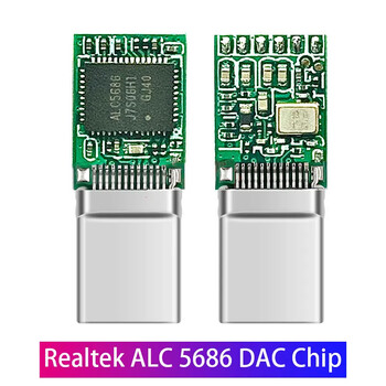 Realtek ALC5686 USB-C σε 3,5mm DAC Ενισχυτής ακουστικών με ψηφιακό αποκωδικοποιητή και προσαρμογέα Hifi 384 kHz 32-bit dac