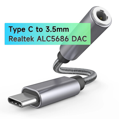 Realtek ALC5686 USB-C iki 3,5 mm DAC ausinių stiprintuvas su skaitmeniniu dekoderiu ir Hifi adapteriu 384 kHz 32 bitų dac