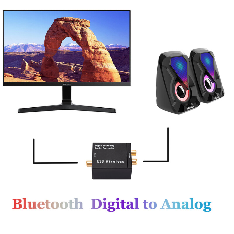 Ar Bluetooth saderīgs ciparu uz analogo audio pārveidotājs adapteris pastiprinātājs dekodētājs optiskās šķiedras koaksiālais signāls analogais DAC Spdif