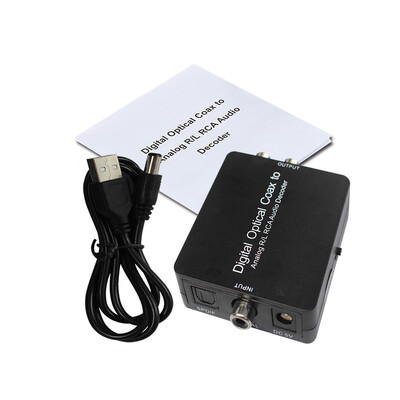 Audio dekodētājs SPDIF koaksiālais uz RCA Dolby DTS digitālajam pastiprinātājam Analogā pārveidotāja pastiprinātājam ar līdzstrāvas kabeli