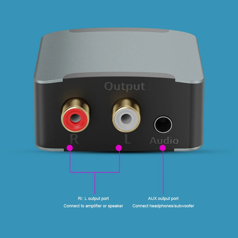 Digitālā uz analogo audio pārveidotājs SPDIF DAC Toslink koaksiālais signāls uz RCA R/L audio dekodētājs DAC pastiprinātāja dekodētājs televizoram