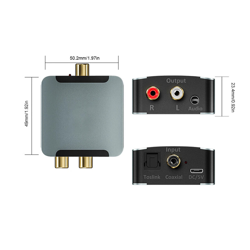 Digitālā uz analogo audio pārveidotājs SPDIF DAC Toslink koaksiālais signāls uz RCA R/L audio dekodētājs DAC pastiprinātāja dekodētājs televizoram