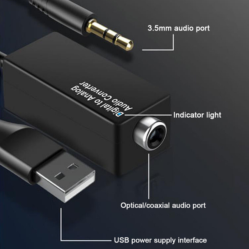 Audio stereo pārveidotājs no DAC ciparu uz optisko šķiedru/koaksiālo analogo 3,5 mm USB dekodera adapteris TV televizora pierīcei Xbox/PS4