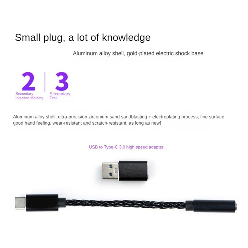 T01s DAC Audio Hifi austiņu pastiprinātājs C tipa USB uz 3,5 Mm ligzdu audio adapteris 32 bitu digitālais dekodētājs AUX pārveidotājs