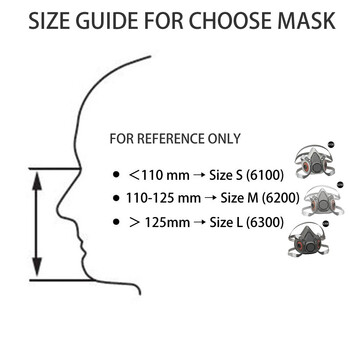 New Industrial 6100/6200/6300 Half Face Mask Dust Gas Respiratory for Painting Ψεκασμός Στίλβωση Εργασίας Ασφάλεια Μάσκα Γυναίκας/Άνδρου