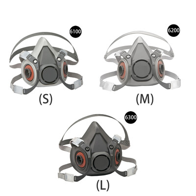 Nauja pramoninė 6100/6200/6300 pusės veido kaukė Dulkių dujų kvėpavimo takas dažymui Purškimas Poliravimas Darbo sauga Moters / Vyro kaukė