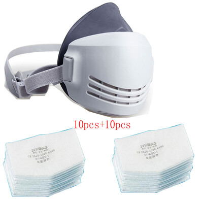 Dulkių kaukė + 20 vnt. Filtras Medvilninis respiratorius Pusei veido Dulkėms atspari kaukė Pramoninė statybinė Dulkių Rūko apsauga Dujų kaukė