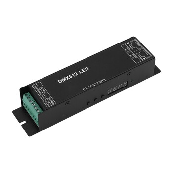 Dmx 512 Digital Display Decoder, Dimming Driver Dmx512 Controller for Led Rgbw Tape Strip Light Rj45 Connection Dc12-24V 20A (4 C