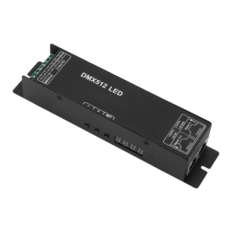 Dmx 512 skaitmeninio ekrano dekoderis, pritemdymo tvarkyklė Dmx512 valdiklis, skirtas LED Rgbw juostos juostos šviesai Rj45 jungtis Dc12-24V 20A (4 C