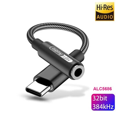 Realtek ALC5686 USB Type-C до 3,5 mm DAC усилвател за слушалки 16-32Ω 125dB PCM 32b/384kHz цифров декодер Hi-Res AUX аудио адаптер