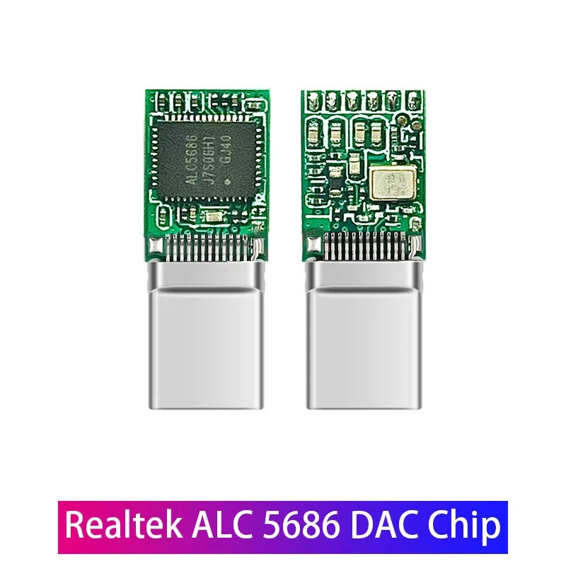 Realtek ALC5686 USB Type-C līdz 3,5 mm DAC austiņu pastiprinātājs 16-32Ω 125dB PCM 32b/384kHz digitālais dekodētājs augstas izšķirtspējas AUX audio adapteris