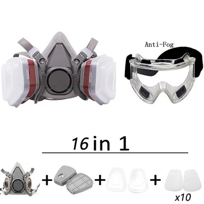 6200 Chemical Poole näo tolmukindel respiraator, tööstuslik värvimine pihustatav gaasimask kaitsvate udukindlate prillidega Ohutus töö