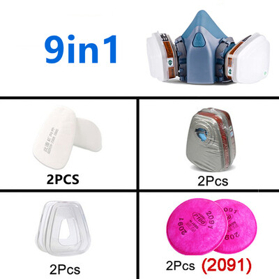 7502 Gaasimask Keemiline respiraatori kaitsemask Tööstuslik värvipihustus Anti Organic Auru 6001/2091 filter