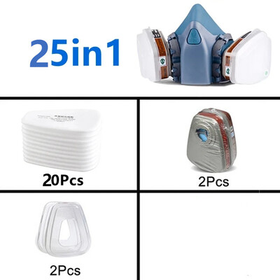 3 In 1/25 In 1/27 In 1 Pramoninis dažymas Purškiamas respiratorius Dujinės kaukės kostiumas Saugaus darbo filtras Dulkių veido kaukė Pakeisti MMM 7502
