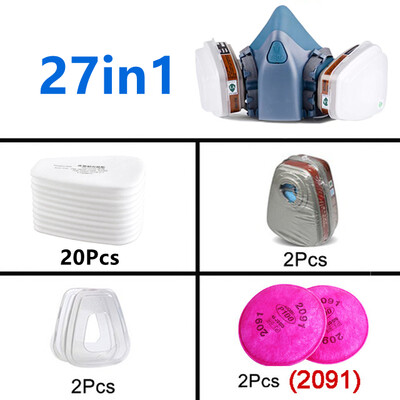 3 In 1/25 In 1/27 In 1 Pramoninis dažymas Purškiamas respiratorius Dujinės kaukės kostiumas Saugaus darbo filtras Dulkių veido kaukė Pakeisti MMM 7502