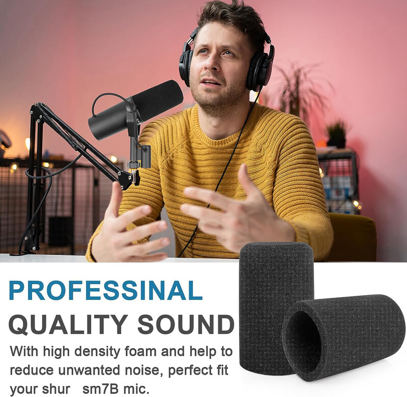 Vjetrobransko staklo za Shure SM7B mikrofon Pop Filter Poklopac Profesionalna spužvasta pjena za smanjenje buke Zamjena za SM7B mikrofon