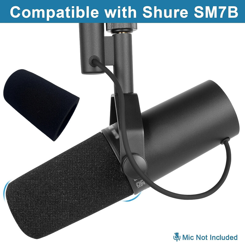 Vjetrobransko staklo za Shure SM7B mikrofon Pop Filter Poklopac Profesionalna spužvasta pjena za smanjenje buke Zamjena za SM7B mikrofon