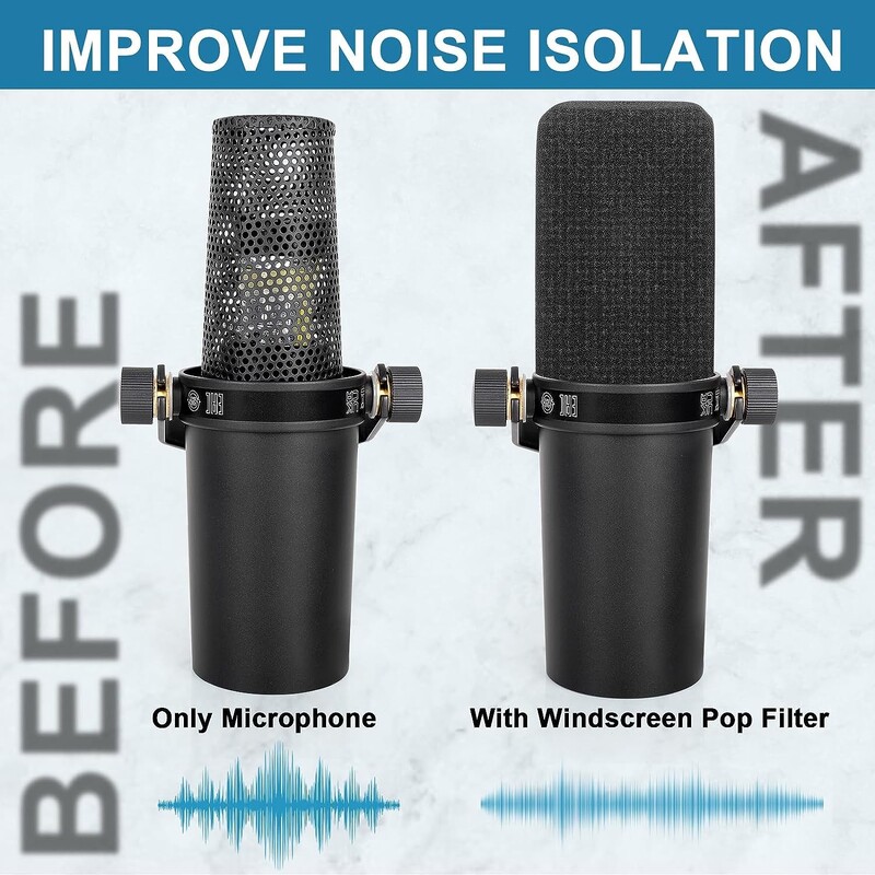 Vjetrobransko staklo za Shure SM7B mikrofon Pop Filter Poklopac Profesionalna spužvasta pjena za smanjenje buke Zamjena za SM7B mikrofon
