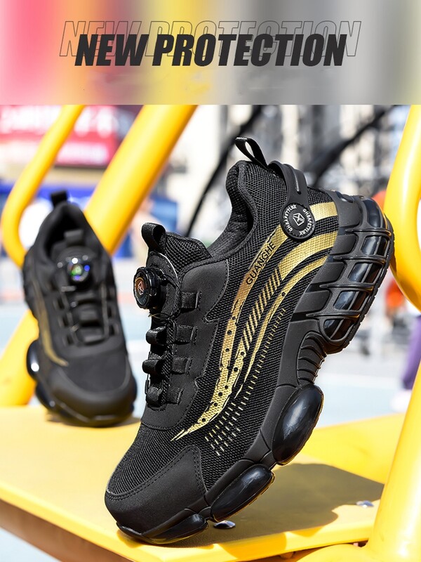 Предпазни обувки Мъжки Дамски работни обувки със стоманени пръсти Леки въртящи се копчета Защитни маратонки против смазване Работни защитни ботуши