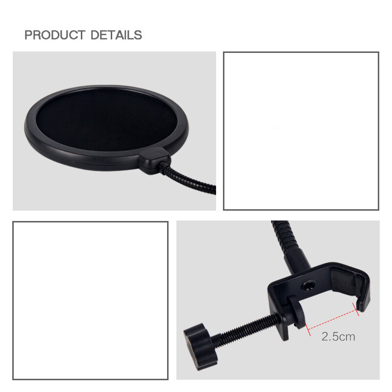 Patvarus dvigubo sluoksnio priekinio stiklo studijos mikrofonas, lankstus priekinio stiklo kaukė Mikrofoninio filtro dvisluoksnis skydas, skirtas kalbėjimo įrašymui