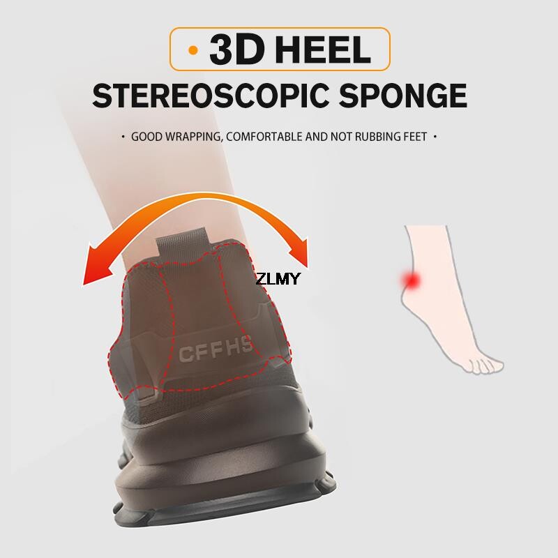 ZLMY NOI Pantofi de siguranță pentru bărbați, pantofi cu vârf de oțel, ușoare, anti-punctură, cizme de lucru pentru siguranță, pantofi de lucru respirabili pentru bărbați, anti-zdrobire