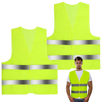 Γιλέκο υψηλής ορατότητας Breathable Multi-pocket Reflective Vest 2 Reflective Strip Railway Coal Miners Uniform for Driver Workers