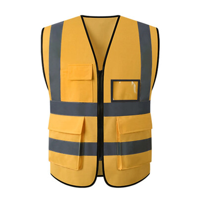 Grid Vestă reflectorizantă de siguranță de vară Vizibilitate ridicată Securitatea muncii de noapte Îmbrăcăminte de lucru pentru construcții fără mâneci Buzunare cu fermoar Adulti