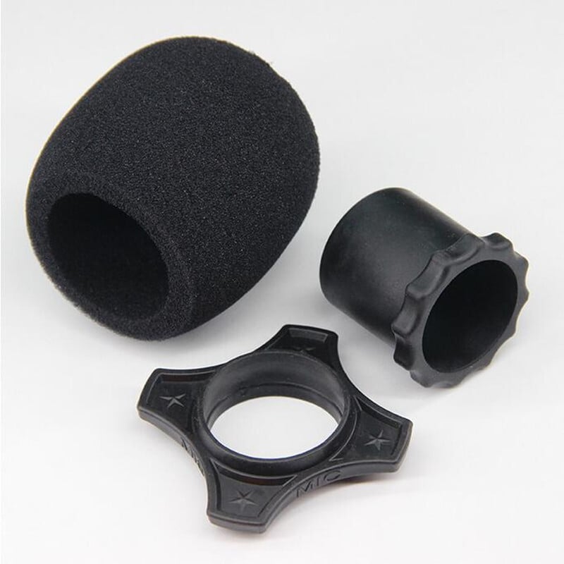 Nejudantis mikrofono žiedas, apsaugantis nuo riedėjimo, apsauginis apatinės strypo rankovės laikiklio mikrofono apsauga, mikrofono priekinio stiklo putplasčio dangtelis