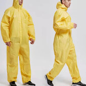 Защитен комбинезон ZK30 Жълт, устойчив на киселини и алкали предпазен гащеризон за лабораторен защитен комбинезон