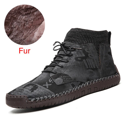 DEKABR Brand Muške čizme za snijeg Zimske plišane tople muške motociklističke čizme na vezanje Neklizajuće muške gležnjače Jesenske muške radne cipele