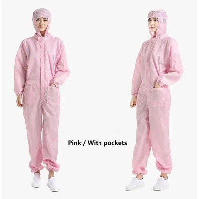 Unisex ühes tükis kombinesoonid ühtsed puhtad riided kapuuts Puhasruumi rõivad puhtad staatilised riided tolmukindel töökaitse