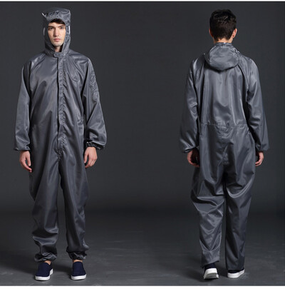 Unisex ühes tükis kombinesoonid ühtsed puhtad riided kapuuts Puhasruumi rõivad puhtad staatilised riided tolmukindel töökaitse