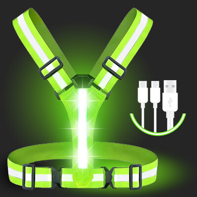 Helkurvest Reguleeritav riietus Hästi nähtav ohutus 3 valgustusrežiimi LED-jooksuvarustus Laste öö Mehed