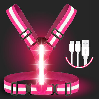 Helkurvest Reguleeritav riietus Hästi nähtav ohutus 3 valgustusrežiimi LED-jooksuvarustus Laste öö Mehed