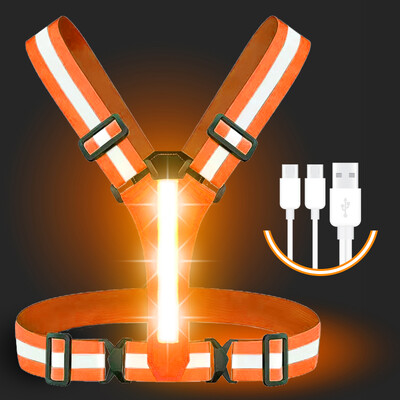 Helkurvest Reguleeritav riietus Hästi nähtav ohutus 3 valgustusrežiimi LED-jooksuvarustus Laste öö Mehed