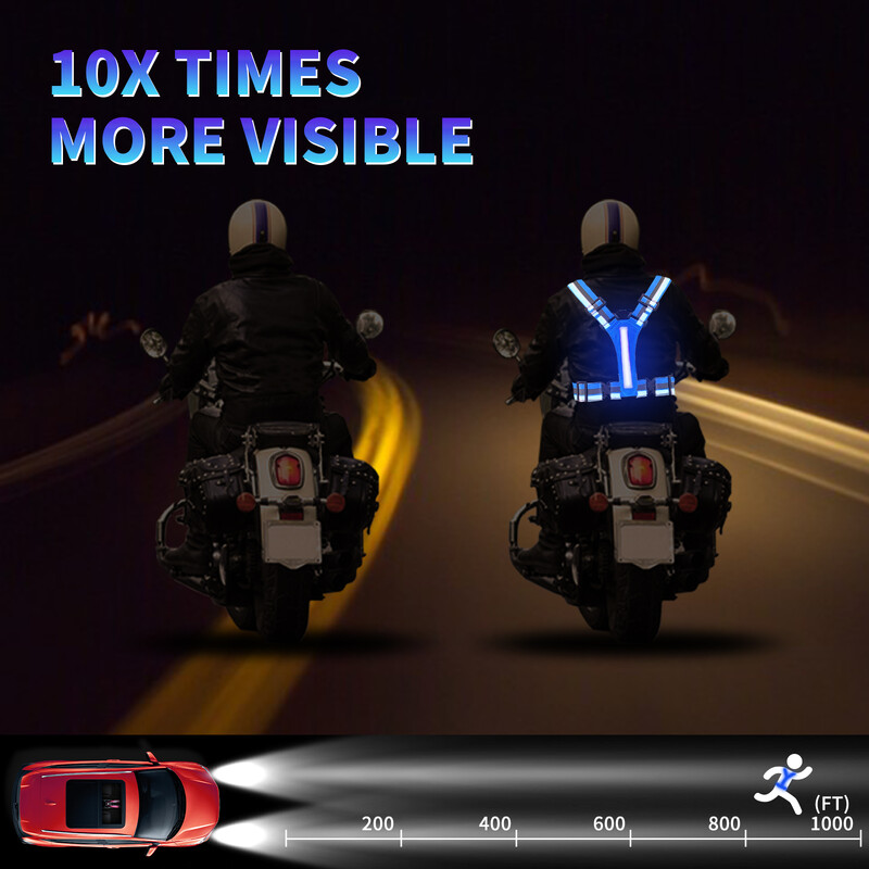 Helkurvest Reguleeritav riietus Hästi nähtav ohutus 3 valgustusrežiimi LED-jooksuvarustus Laste öö Mehed