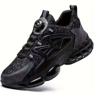 Pöörleva nupuga turvajalatsid Meeste terasest varbaga tossud õhkpadjaga tööjalatsid Meeste torkekindlad töökaitsesaapad kaitsekingad