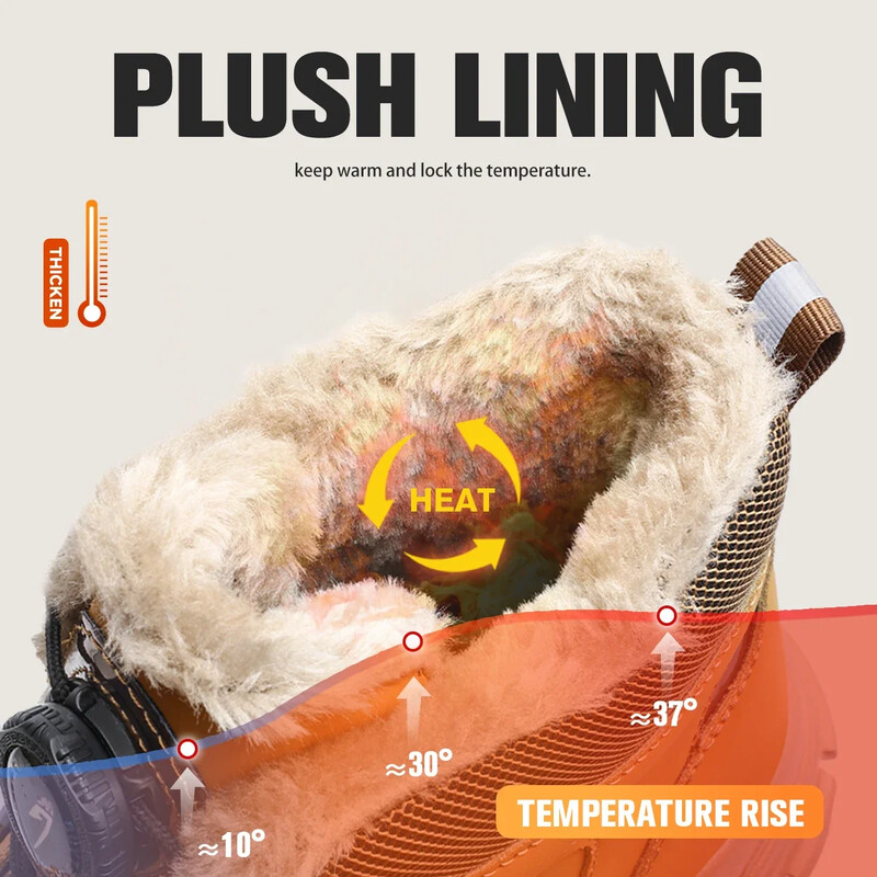 Moda 2024, iarna catifea pentru bărbați, pantofi de siguranță pentru locul de muncă, cizme de șantier indestructibile, rezistente la apă, cizme pentru bărbați, încălțăminte pentru bărbați