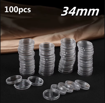 100Pcs 16-40mm Διαφανές στρογγυλό κουτί αποθήκευσης νομισμάτων Capsules Collection Θήκη νομισμάτων Εμπορευματοκιβώτια Θήκη κέρματος Κάψουλες Προμήθειες Δώρα